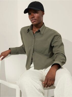 Athleta Olive Green Utility Button-Up